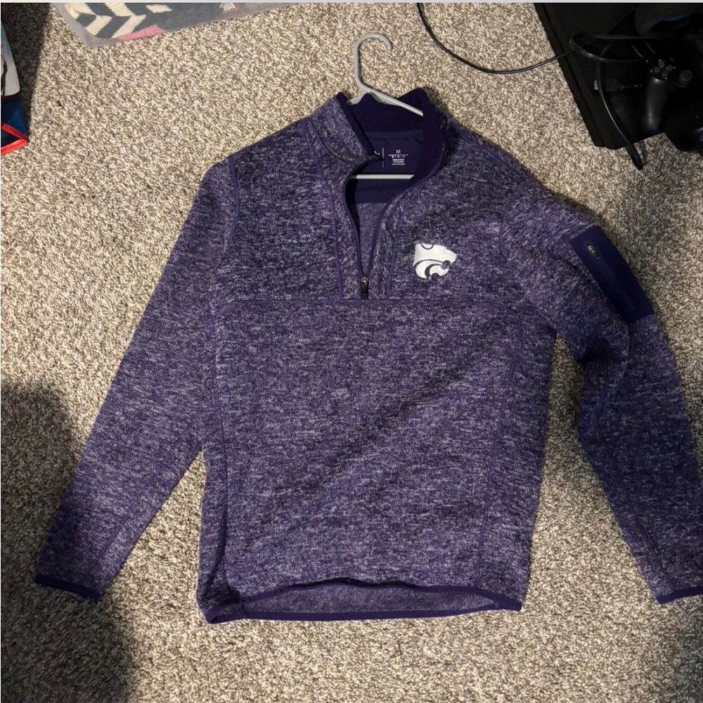 Antigua Heathered Purple Zip-Up Sweater kstate
